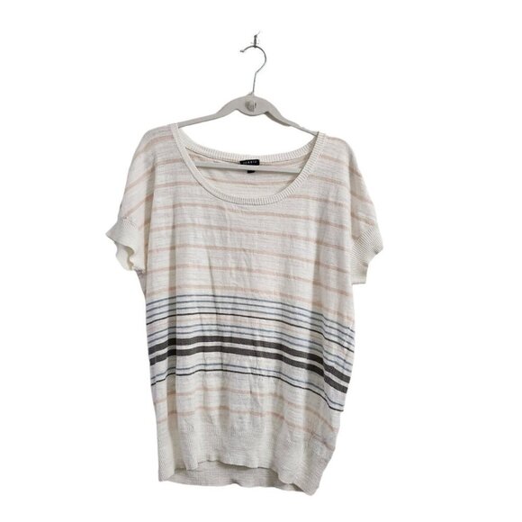 Torrid Womens Blouse 1X‎ White Multi Striped Slub Dolman Top Short Sleeve - Picture 1 of 10